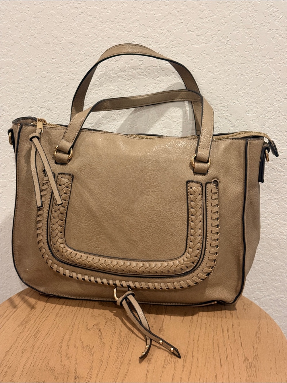 Sole Society Taupe Braided Satchel